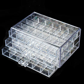 Square New Design 72 Grids Crystal Acrylic Display Rack Drawer Case Nail Rhinestone Accessories Clear Storage Box for Nail