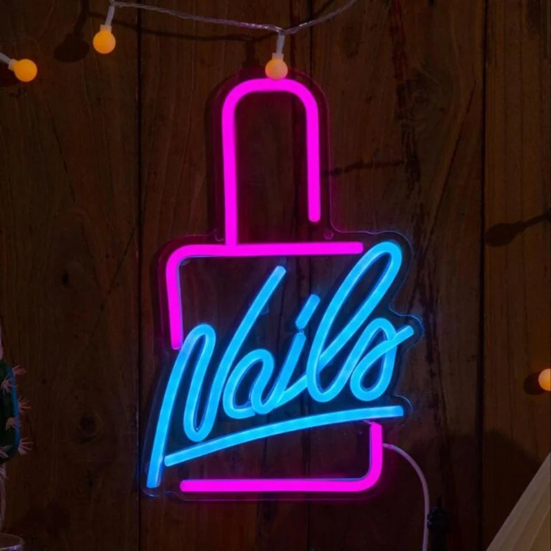Manufacturer Nails Open Custom Led Neon Lights Sign Wall Decor Light Acrylic Electronic Signs Led Neon Sign Custom Dropshipping