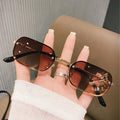 Wholesale Custom Metal Legs Shades Gradient Uv400 Lens Rice Nail Frame Sun Glasses Small Rectangle Sunglasses for Unisex