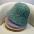 Unisex New Design Fashion Faux Fur Four Seasons Laminated Bucket Hat Winter Warm Knitted Fisherman Style Hand Drawn Printed