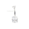 Factory Hot Sale F136 Rectangle Cut CZ Titanium Cubic Zircon Curved Barbell Belly Button Ring Piercing