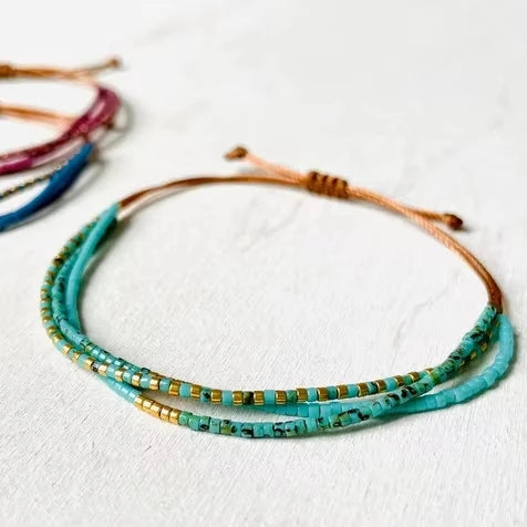 Personalized Woven Seed Beads Bracelet Adjustable Nylon Thin Bracelet Jewelry for Women