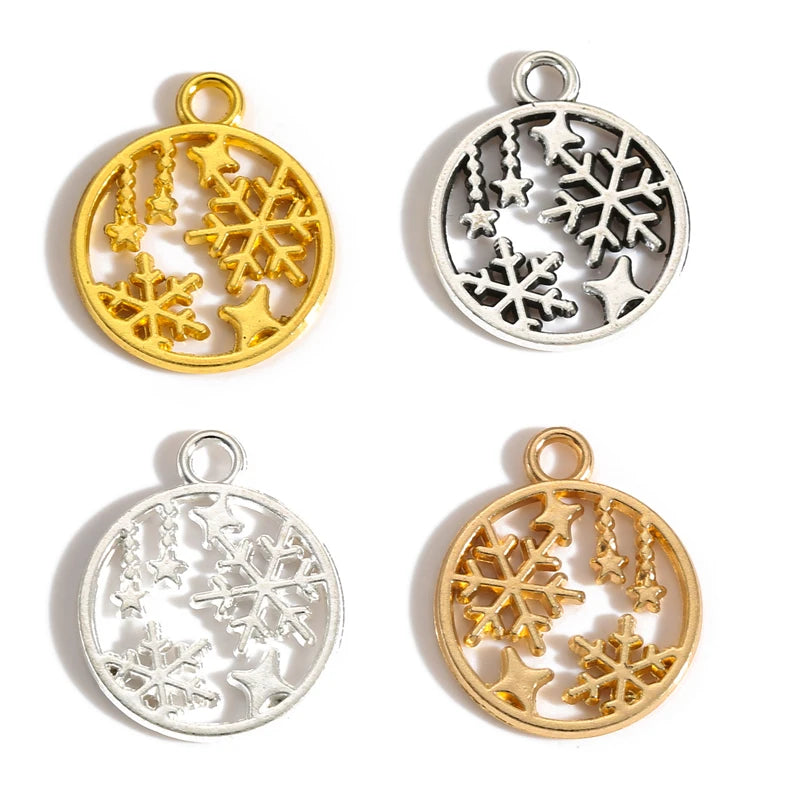 4 Colors Snowflake Charms for Necklace Beads Pendants DIY Handmade Jewelry Accessories 19*16mm L516