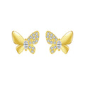 Wholesale High Quality Women Ear Jewelry S925 Sterling Silver 18K Gold Plated butterfly Stud Earrings