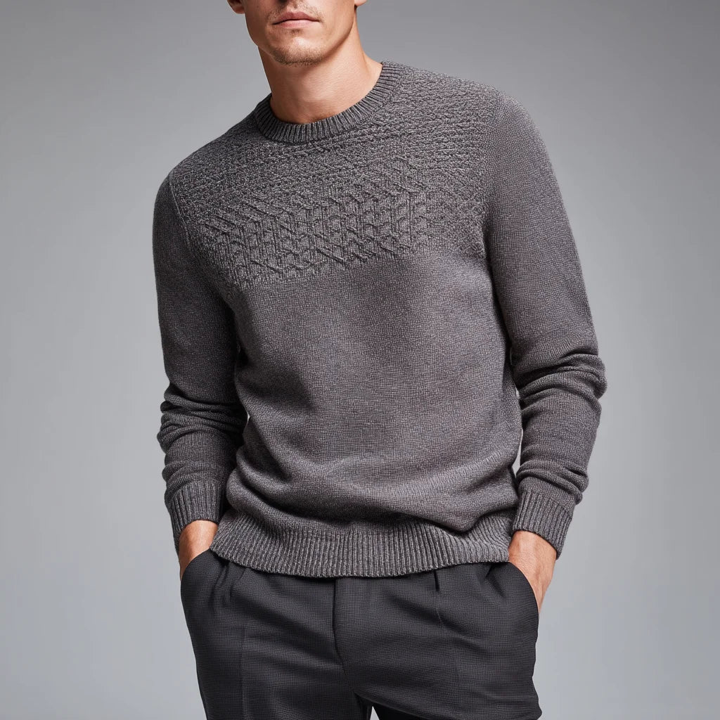 Men's Unique Pattern Crewneck Sweater Breathable Cotton-Polyester Casual Pullover for Autumn