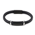 YK Classic Style Men Leather Simple Black Stainless Steel Button Neutral Accessories Hand-woven Bracelet Jewelry