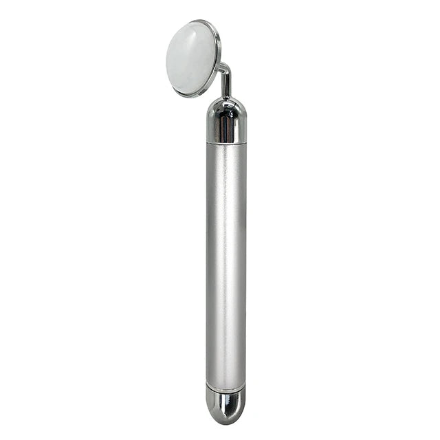 Customized Color Zinc Alloy Natural Stone White Jade Vibrator Facial Roller 24K Beauty Bar