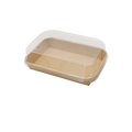 Eco-friendly Recyclable Disposable Pastry Sushi Dessert Takeaway Kraft Paper Catering Packaging Tray Matt Lamination UV Coating