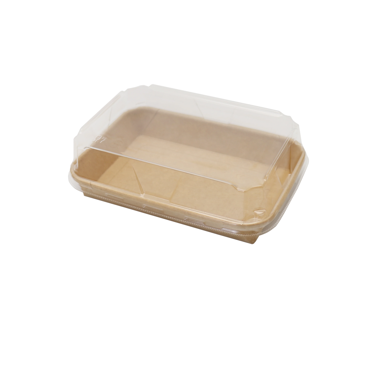 Eco-friendly Recyclable Disposable Pastry Sushi Dessert Takeaway Kraft Paper Catering Packaging Tray Matt Lamination UV Coating