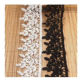 Good Quality 3.4cm Hollowed Leaves Polyester Embroidery Water-soluble Floral Lace Trim for Ladies Bride Dress LWS19