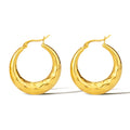 Wholesale Stainless Steel Jewelry Trend Gold Plated Waterproof Hollow Hoop Earrings for Women