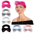 Cute Women Letter Bowknot Plush Headband Face Washing Hair Band
