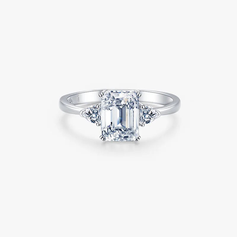 Elegant Classical 925 Sterling Silver Women's Engagement Wedding Rings Clear Shiny Square Zircon Diamond Trendy for Anniversary MegaBDM
