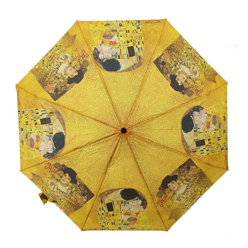 Logo Print Modern Design Windproof 3-Fold Manual Open/Close Umbrella Portrait Pattern for Business Gifts for Ladies