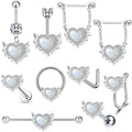Fashion Opal Heart Shape Stainless Steel Body Chain Belly Rings for Wedding Engagement Wholesale