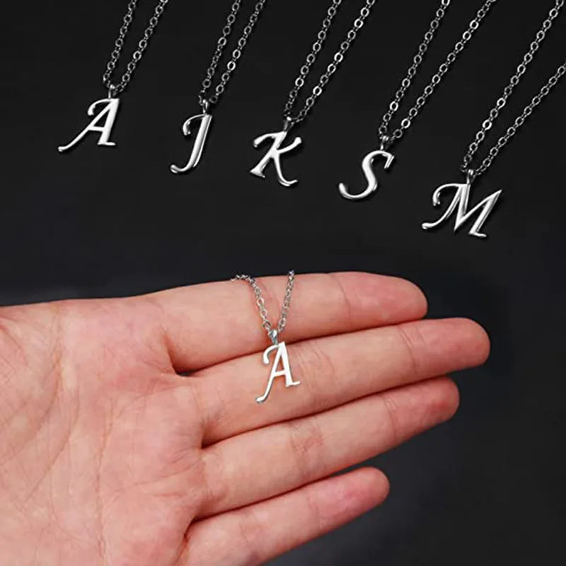 SC Popular Simple Stainless Steel Necklace Fashion Silver Chain Necklace Stylish Initial Pendant Necklace Gifts for Women