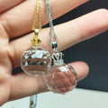 Handmade Spiritual Healing Crystal Natural Faceted clear Quartz Smoky Quartz Football 925 Sterling Silver Pendant