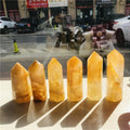 Wholesale Natural Healing Stones Polished Yellow Hematoid Tower Points Wands for Decoration
