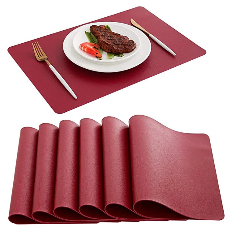 Custom Faux Leather Placemats Table Mats Set Washable Heat Resistant Wipeable Waterproof Place Table Mat