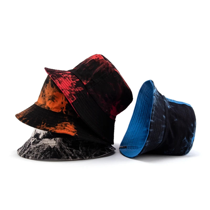 Two Side Bucket Hat Fisherman Fashion Summer Design Custom Surfing Tie Dye Printing Colorful Reversible Woman Bucket Hat