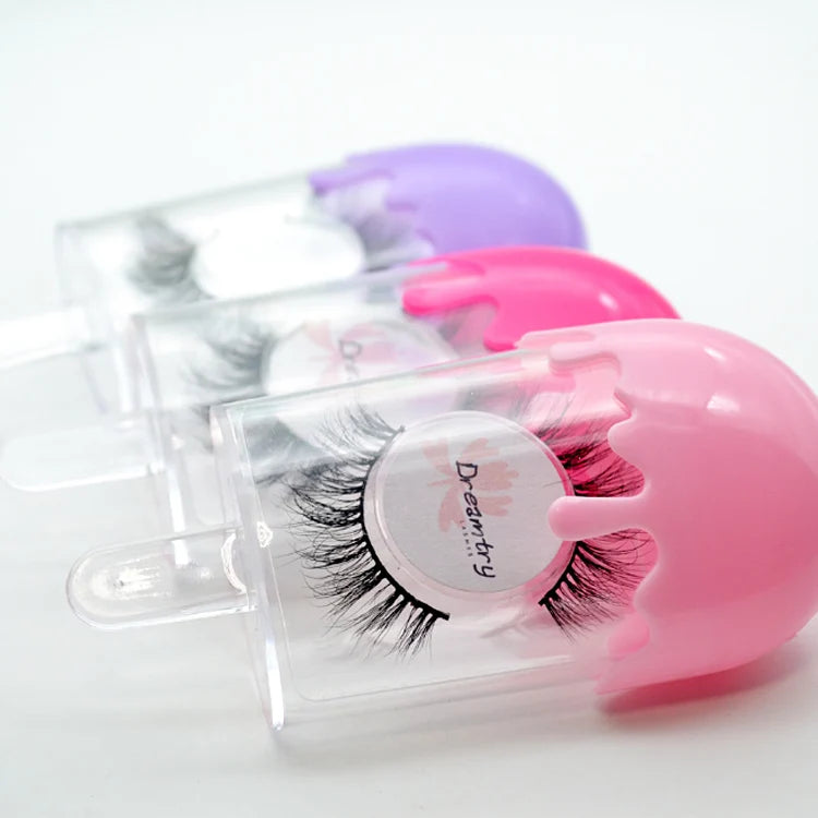 Custom Cute Icecream Lash Boxes Empty Popsicle Eye Lash Case Ice Cream Eyelash Packaging