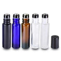 Read to Ship 100pcs/lot 10ml Glass Roller Bottle Transparent Amber Blue Black Essential Oil Perfume Glass Roll on Bottle