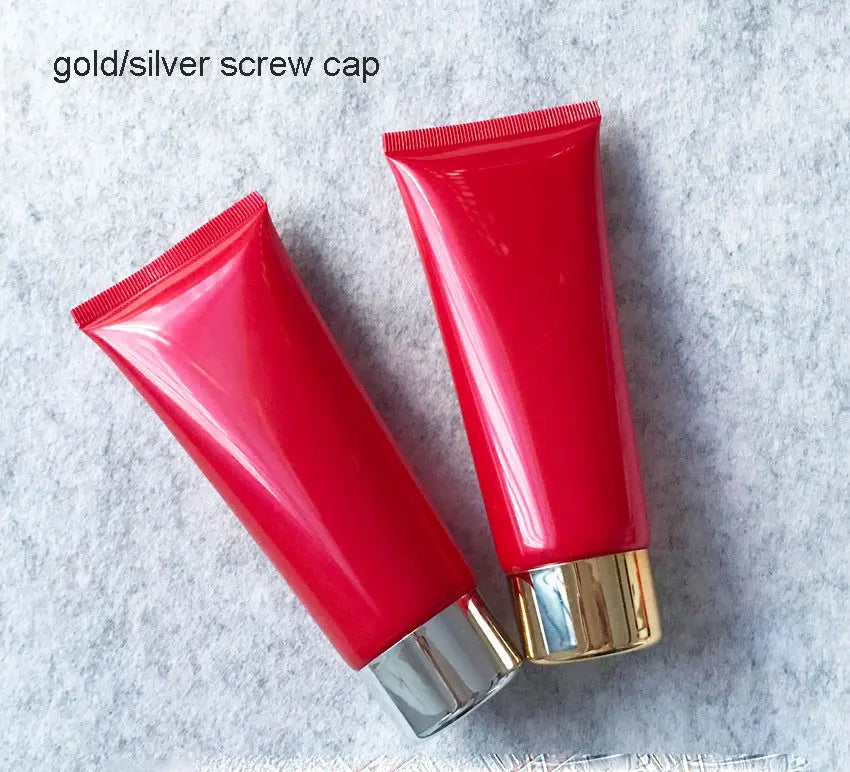 100ml Eco-friendly Screen Printed Cream Soft Tubes Hand/Face Lotion Red Pearl Plastic White Flip/Screw Lid Cosmetic Lipstick