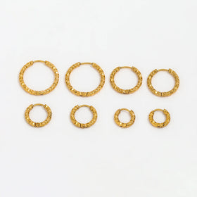 Fenny 18K Gold-plated Wholesale Jewelry Waterproof Rough Fashion Vintage Crater Huggie Stainless Steel Earring for Women