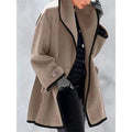 Liu Ming Women's Long Plus Size Jacket Coat Autumn Winter Fashion Casual Stand Collar Patchwork Design Solid Color Breathable