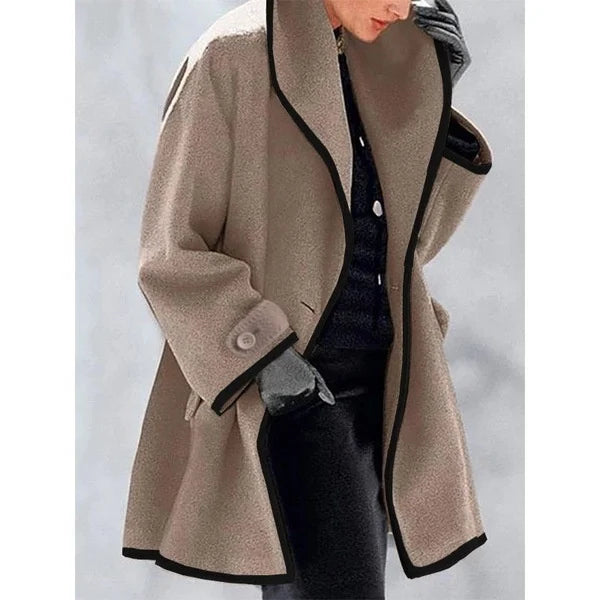 Liu Ming Women's Long Plus Size Jacket Coat Autumn Winter Fashion Casual Stand Collar Patchwork Design Solid Color Breathable