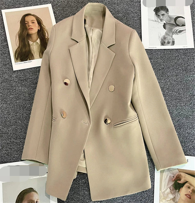 Wholesale Fashion Women Coats Designer Casual Long-sleeved Loose Blazer Double Button Suit