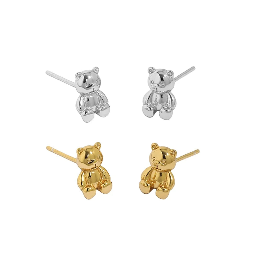 FUAMAY 925 Silver Bear Earrings Cute Animal Gummy Bear Stud Earrings Sterling Silver Aretes Mujer for Anniversary Gifts