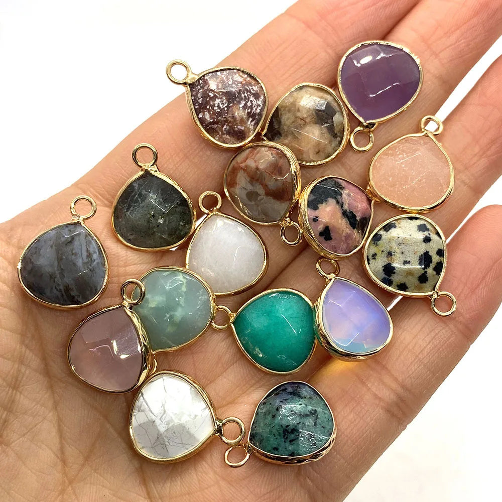 14x18mm Natural Stone Faceted Single Hole Water Drop Type Crystal Pendant Necklace DIY Gemstone for Jewelry Making Accessories