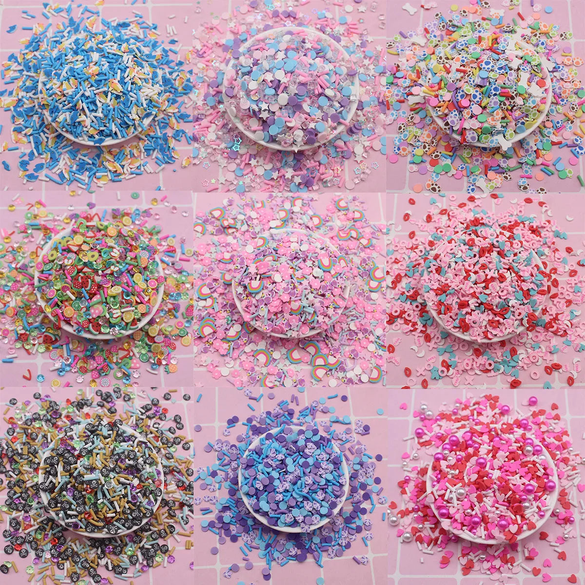 500g Goldfish Paws Flowers Mixture Polymer Clay Slices Charms Long Candy Sprinkles with Beads for DIY Shaker Crafts