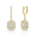 Luxury Bridal Hoop Drop Earring 18K Gold Plated Wedding Dangle Earrings with Zirconia Hypoallergenic Brass Jewelry MegaBDM