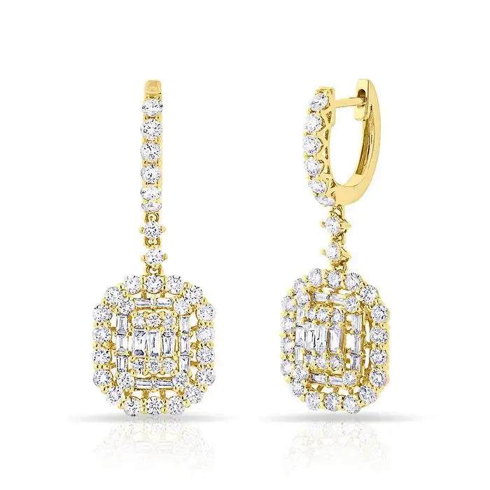 Luxury Bridal Hoop Drop Earring 18K Gold Plated Wedding Dangle Earrings with Zirconia Hypoallergenic Brass Jewelry MegaBDM