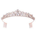 Wholesale Cheap Rose Gold Bridal Tiara Elegant Princess Tiara Women Rhinestone Hair Comb Crown