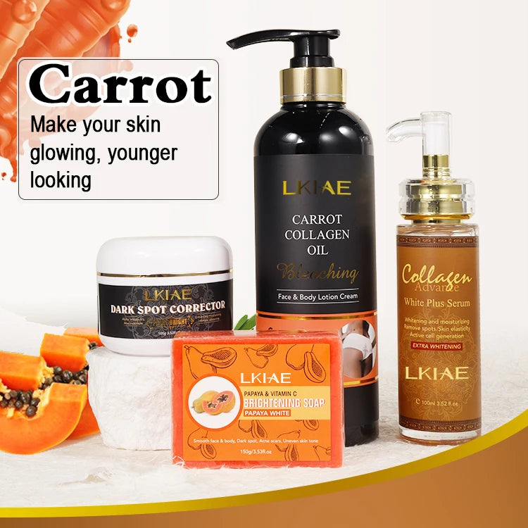 OEM Beauty Product Carrot Oil Bleaching Skin Care Set Anti Aging Brightening Private Label Skin Care Set