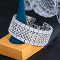 High Class Exquisite CZ Zircon Big Wide Chunky Hollow Bangle Bracelet Women Luxury Wedding Bride Jewelry for Banquet Party Gift