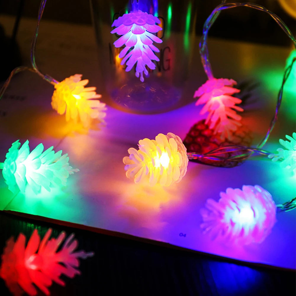 Pine Cones Garland Lamp String Led Curtain Lights Chain Fairy Garden Indoor Outdoor Bedroom Wedding Party Christmas Decorations