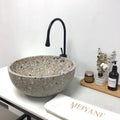 European Style Cement Wash Basin Round Shape  Above Counter Basin  Bathroom Terrazzo Concrete Sink