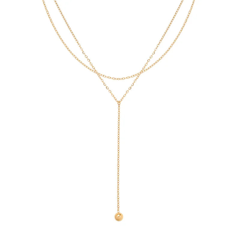 Wholesale European and American Stainless Steel Necklace Women's Pendant Necklace Simple Double-layer Jewelry