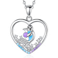 Factory Price 925 Sterling Silver Zircon Heart Shaped Sea Lion Cute Rhodium Plated Pendant Necklace for Wedding Party Gift