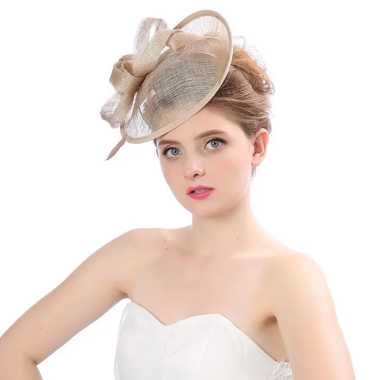 MIO Europe and America Vintage Feather Hair Accessories Elegant Bridal Headdress Bow Hair Clip Wedding Fascinators Hats Top Hat