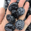 Natural Snow Flakes Obsidian Palms Snowflake Obsidian Tumbles Obsidian Crystal Tumbled