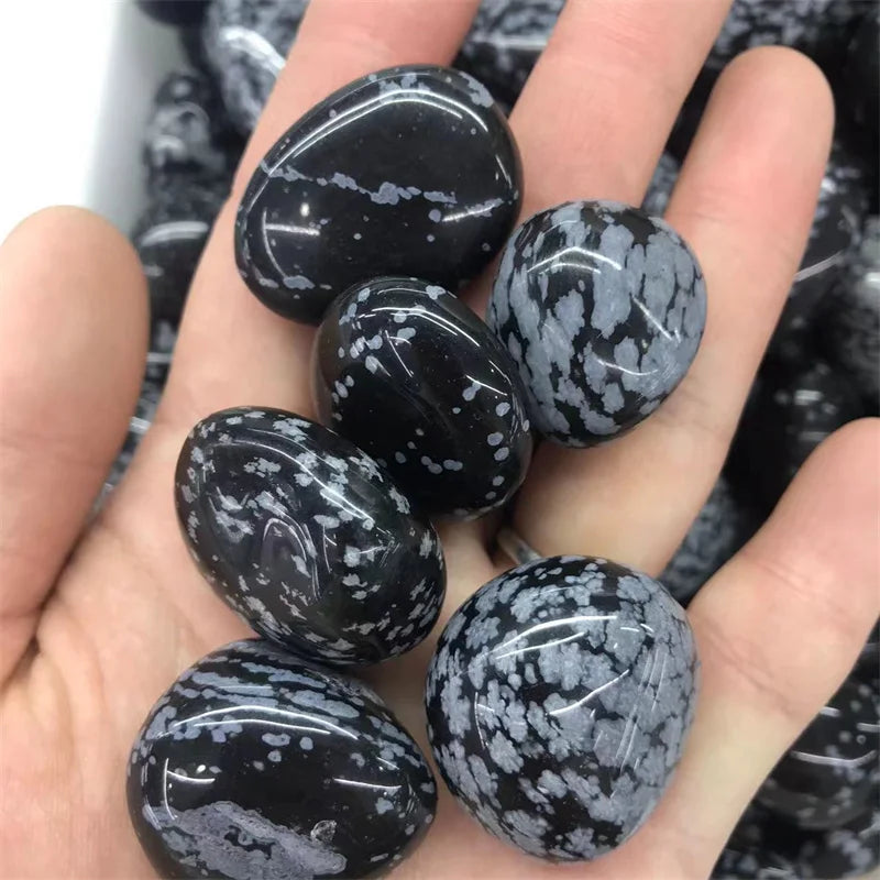 Natural Snow Flakes Obsidian Palms Snowflake Obsidian Tumbles Obsidian Crystal Tumbled