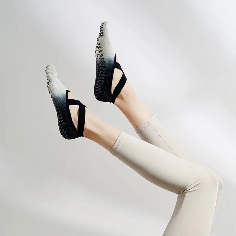 Gradient Strap Yoga Socks Anti slip Professional Women's Five Finger Socks Pilates Socks