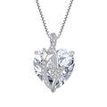 YILUN Sparkling Butterfly Heart Pendant Necklace Classic Multi-color CZ Stone 925 Sterling Silver Heart Necklace Jewelry