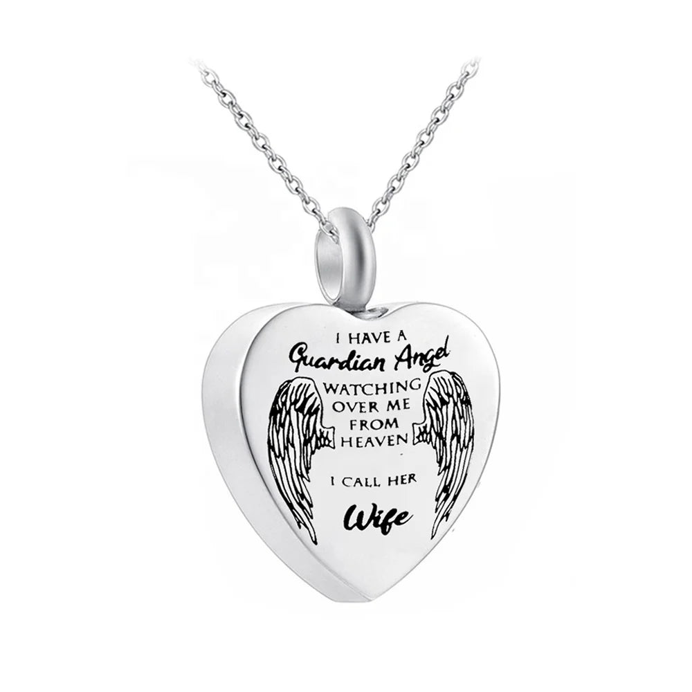 Stainless Steel Rhodium Plated Children's Commemorative Gift I Have Guardian Angel Wife Cremation Necklace Bohemian Style