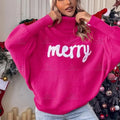 Manufacturer Custom Pink Christmas Jumper Vintage Wholesale Turtleneck Cute Christmas Sweater for Women